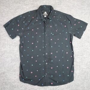 playstation dress shirt PlayStation Logo Button Up Cotton White Short